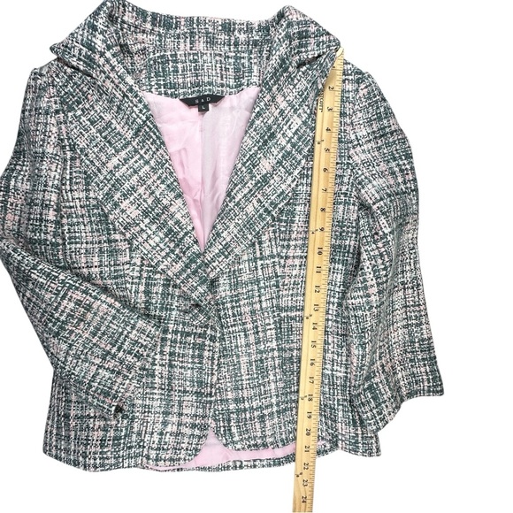 Vintage S&D Bouclé Y2K Tweed Cropped Blazer - Pink & Green - Size L - Picture 7 of 8